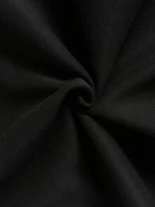 SHEIN EZwear Letter & Butterfly Print Kangaroo Pocket Drawstring Thermal Hoodie - Black - View 6