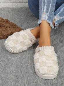 Zapatillas para mujer en casa, zapatos de interior cálidos y espesados para el invierno 2024, con piel sintética