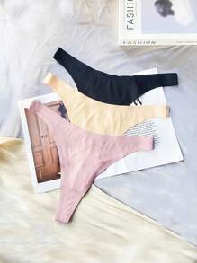 Plus 3pack Solid Thong - Multicolor - View 3