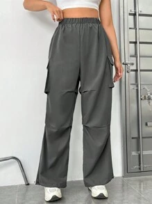 SHEIN EZwear 加大褲子 - 深灰色 - 查看 3