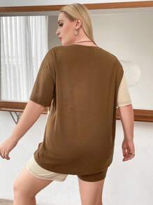 Flirla Hơn Khối màu Áo thả vai  & Quần short - Nhiều màu - Xem 2