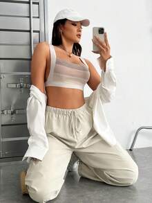 SHEIN EZwear 大碼撞色針織短上衣 - 彩色 - 查看 5