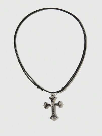 ROMWE Goth Retro Cross Pendant Necklace