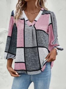 EMERY ROSE 撞色燈籠袖襯衫 - 彩色 - 查看 4