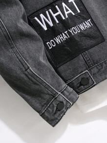 Manfinity Homme Men Letter Graphic Ripped Denim Jacket Without Tee