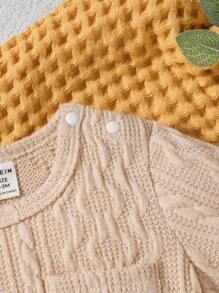 SHEIN Vintaside Kids Baby Boy Bear Embroidery Pocket Patched Romper - Apricot - View 6