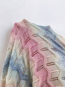 SHEIN Franclia 大碼漸層網眼針織落肩袖套頭毛衣 - 彩色 - 查看 7