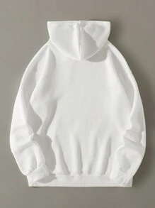 SHEIN EZwear Hoodie Đồ họa núi và chữ Dây rút Lót nhiệt - trắng - Xem 2