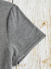 INAWLY Christmas Dog Print Tee - Grey - View 3