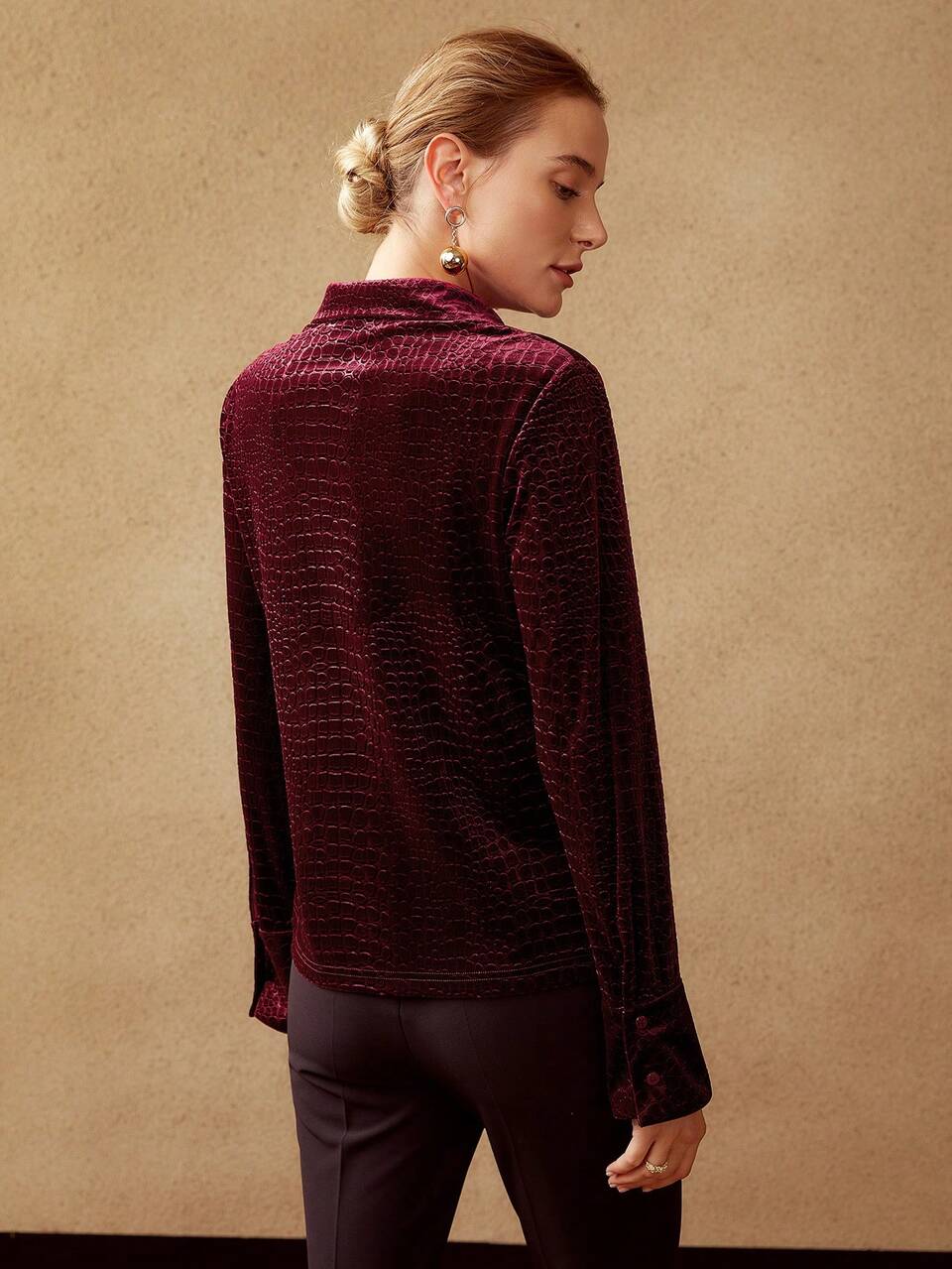 MOTF VELVET REPTILE PRINT SHIRT