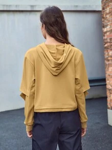 In My Nature 字母图案抽绳户外卫衣 - 卡其色 - 查看 2