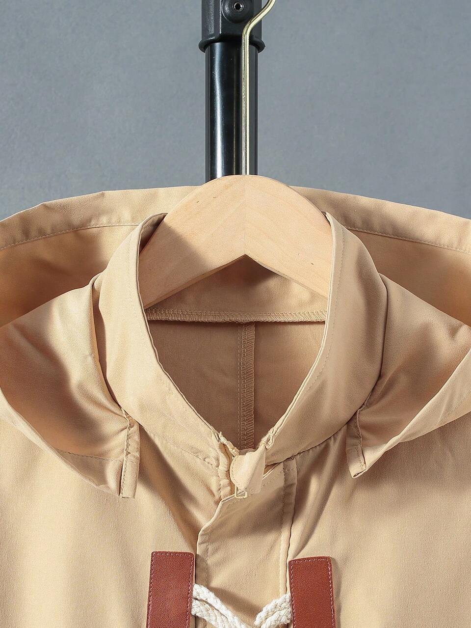 Tween Boy 1pc Duffle Button Hooded Trench Coat Autumn Fall