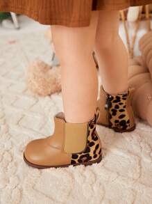 Slouchy & Cute Toddler's Comfortable Soft Sole Fashion Leopard Print Ankle Boots - Brown - View 1