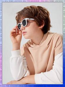 JNSQ 1pc Kids' Fashionable Oval Frame Fashion Glasses For & Outdoor Activities - White - View 7