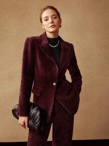 MOTF PREMIUM 灯芯绒西服 - 酒紅色 - 查看 3