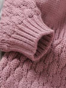 Baby Girl Raglan Sleeve Keyhole Back Knit Bodysuit - Pink - View 4