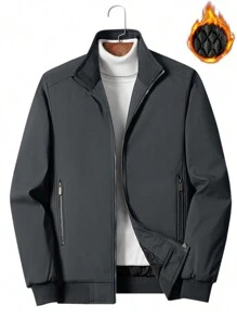 Manfinity Homme Nam 1 Miếng Dây kéo Lót nhiệt Ngoại cỡ Áo khoác - Màu xám đen - Xem 1