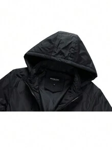 Men Zip Up Hooded Jacket - Black - View 7