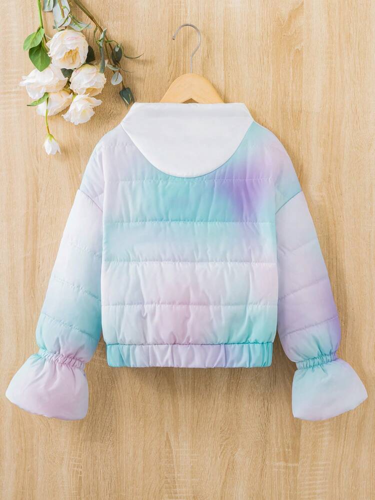 Tween Girl Ombre Flounce Sleeve Padded Coat