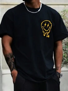 男士卡通圖案T恤 - 黑色 - 查看 1
