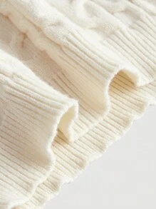 SHEIN MOD Solid Tie Backless Cable Knit Sweater Dress - Apricot - View 3