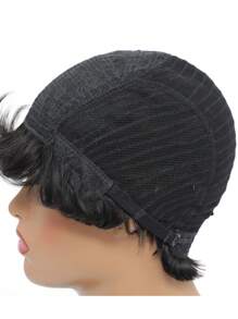 NATURAL/99JC Short Wig With Bangs Pixie Cut Bangs Wig Human Hair Machine Made Wig