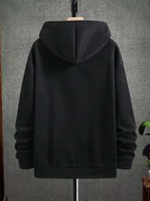 Manfinity Homme Nam Đồ họa Chữ cái Túi kangaroo Dây rút Hoodie - màu đen - Xem 2