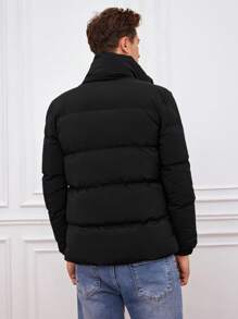 RueChic Men 1pc Slant Pocket Puffer Vest Coat - Black - View 2