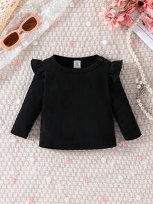 女嬰3入組荷葉邊條紋針織T恤 - 彩色 - 查看 3