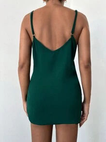 EURMUSE Eyelash Lace Trim Cami Top - Dark Green - View 2