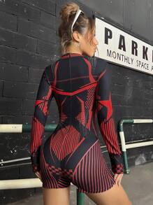 Coolane Striped & Geo Print Unitard Romper - Multicolor - View 2