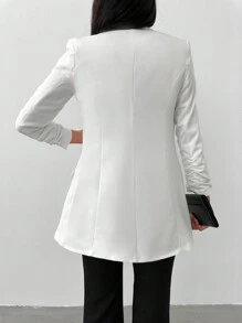 EURMUSE Shawl Collar Open Front Blazer - White - View 2