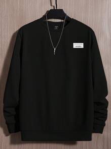 SWAVVY Men Letter Patched Sweatshirt & Shorts