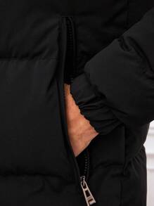 RueChic Men 1pc Slant Pocket Puffer Vest Coat - Black - View 6