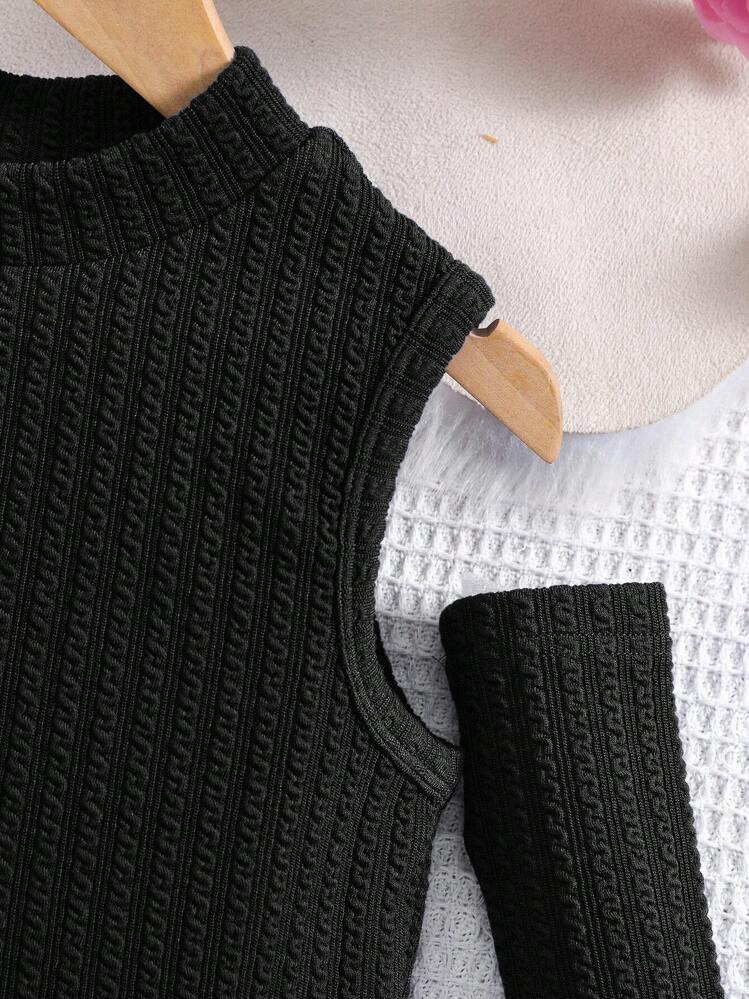 Sparklyn ガールズカジュアル ベーシック スウィートガールスタイル ノースリーブトップ、ホリデー、夏、旅行 - ブラック - 見る 4