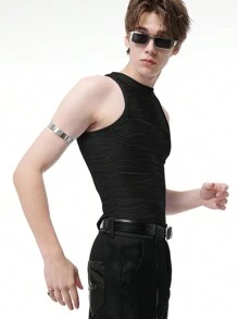 Men Solid Tank Top - Black - View 5