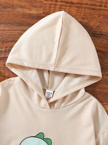 SHEIN 女大童卡通圖案連帽衛衣 - 杏色 - 查看 3