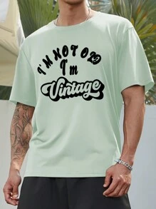 Manfinity Homme Men Plus Slogan Graphic Tee - Mint Green - View 4
