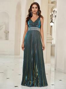 SHEIN Belle Glitter Pleated Hem Party Dress