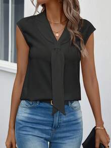 Solid Batwing Sleeve Blouse - Black - View 5