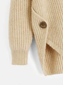 Toddler Girls Mock Neck Asymmetrical Hem Jumper - Apricot - View 4