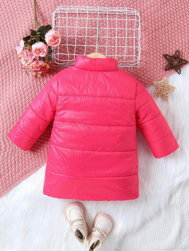 Baby Girl Solid Button Front Padded Coat