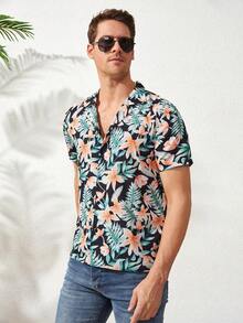 RueChic Men Tropical Print Shirt - Multicolor - View 3