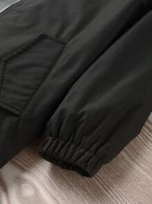 SHEIN Young Boy Borg Collar Teddy Lined Coat - Black - View 5