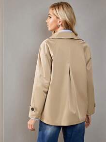 SHEIN Essnce Double Breasted Trench Coat - Camel - View 2