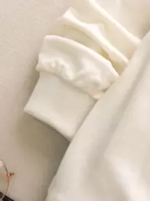 SHEIN 男小童卡通圖案衛衣和衛褲 - 米色 - 查看 5