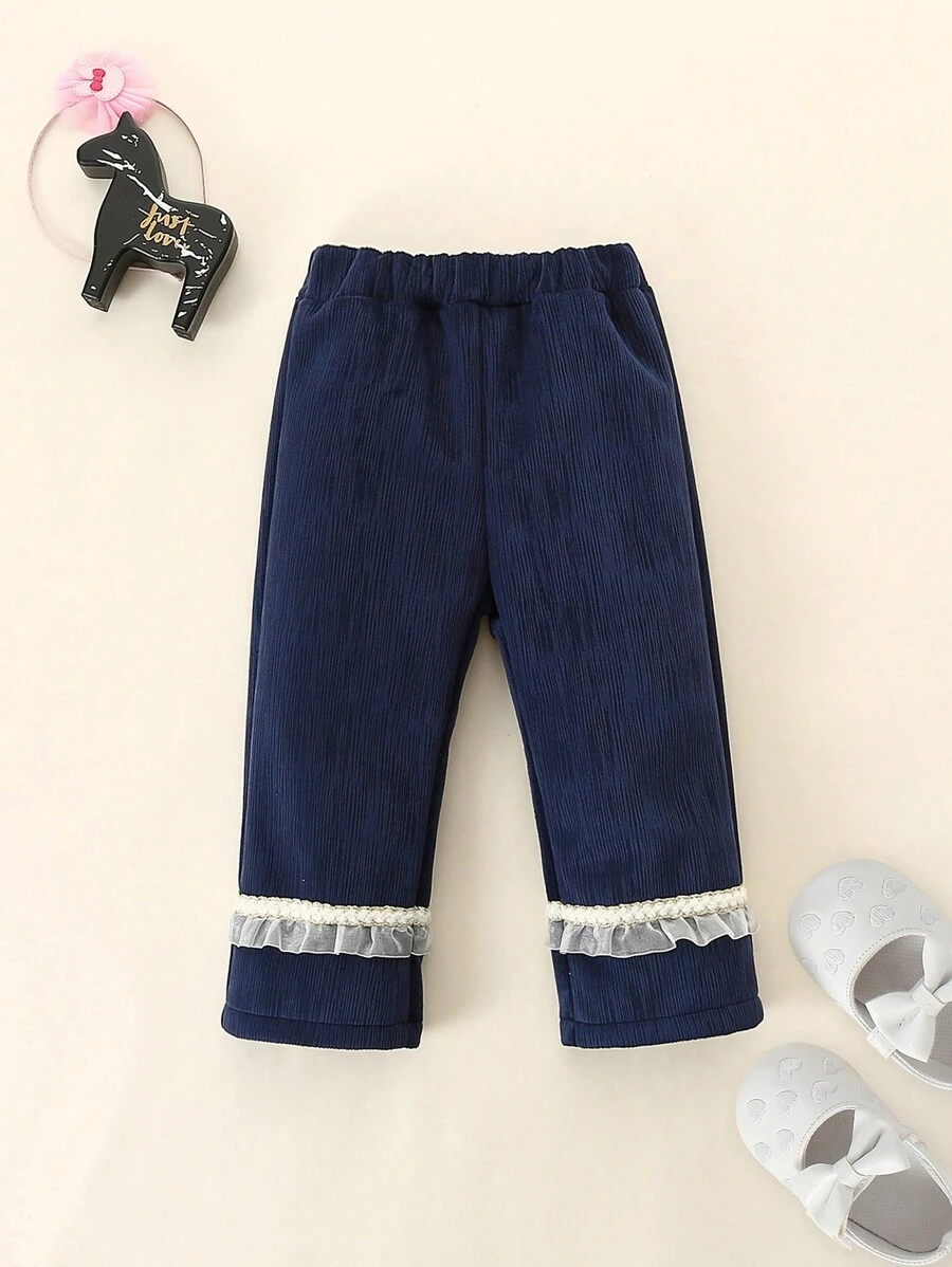 Baby Girl Contrast Lace Trim Pants