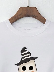 INAWLY 萬聖印花T恤 - 白色 - 查看 5