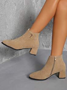 Giày bốt Nữ Thời trang Dây kéo bên - Màu Khaki - Xem 3