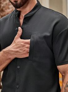 Manfinity Homme Men Solid Button Up Shirt - Black - View 4